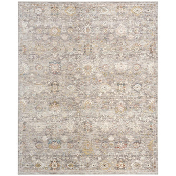 Antique Fusion ANF05 Traditional Vintage Distressed Allover Floral Border Soft Smooth Polyester Low Profile Short Pile Grey Rug-Nourison-Rug Love - The Most Loved Rug Store